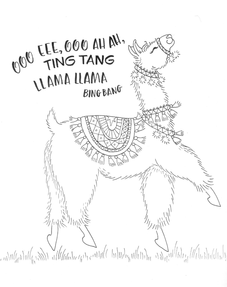 Coloring a Dancing Llama with New Colored Pencils - Llama Coloring Page