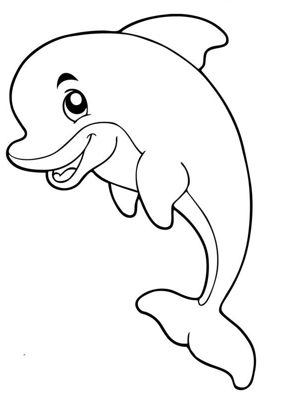 Cute Dolphin Coloring Pages For Kids - Dolphin Coloring Pages