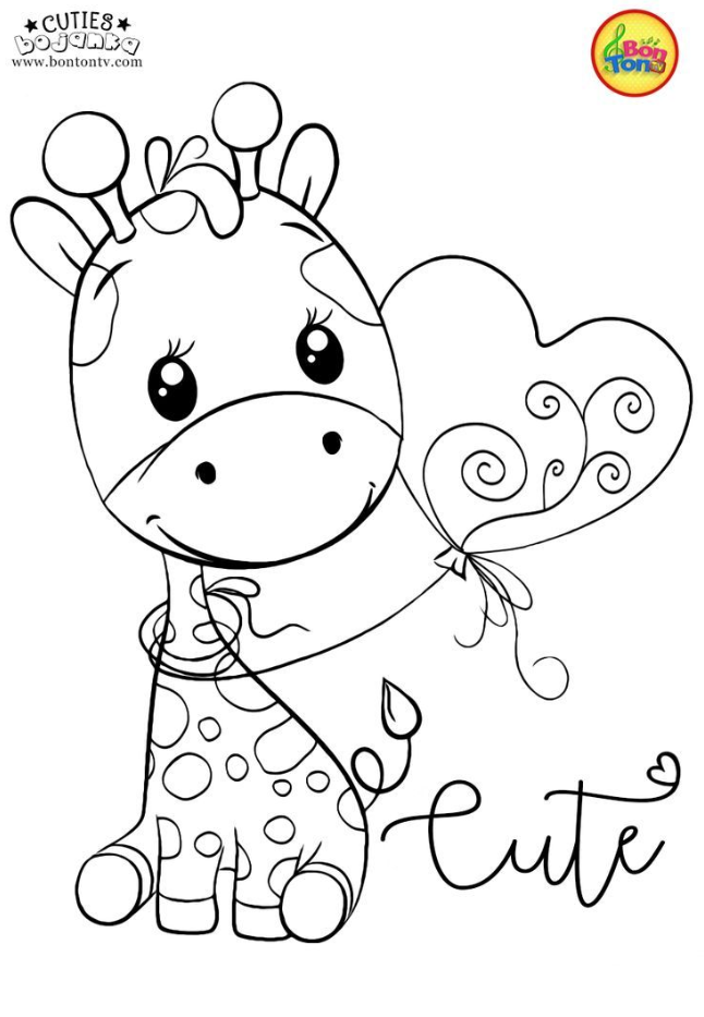 Cuties Coloring Pages for Kids - Giraffe Coloring Pages