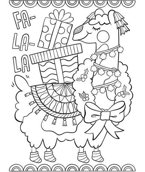 Fa La La Llama - Llama Coloring Page