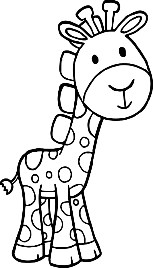 Giraffe Cartoon Free Kids Beautiful Coloring Page - Giraffe Coloring Pages