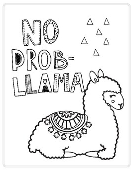 No prob-llama printable - Llama Coloring Page