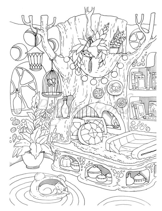 Unique Adult Coloring Pages Free Printable With Nice Little Town Interiors adult Coloring Book Coloring Bedroom