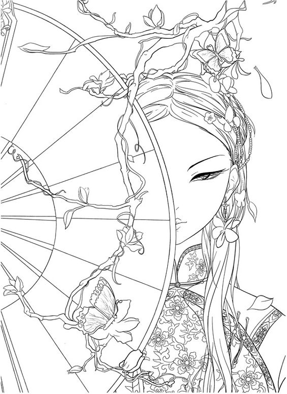 Adult Coloring Pages   Classic Chinese Portrait Coloring