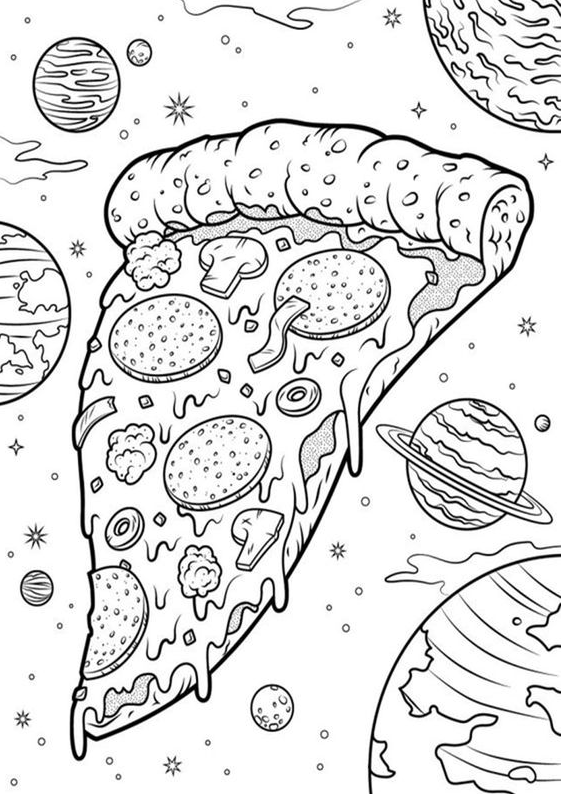 Adult Coloring  With Free & Easy To Print Pizza Coloring