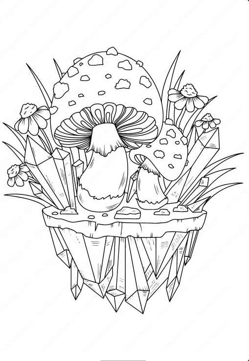 Adult Coloring Pages With Printable Mushrooms Adult Coloring Page