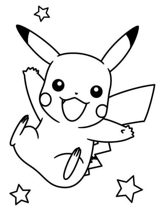 Cartoon Coloring    Pikachu With Stars Coloring