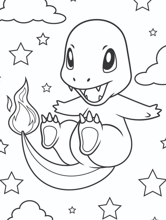 Cartoon Coloring  With Charizard Coloring