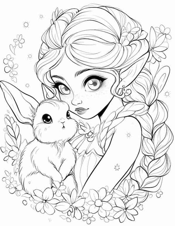 Coloring Pages For    Cute Bunny Coloring Pages For Kids And