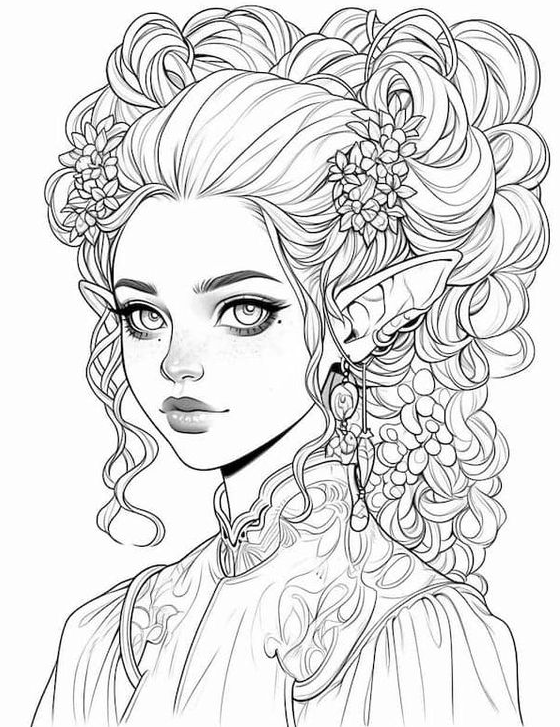Coloring Pages For    Cute Elf Coloring Pages For Kids And