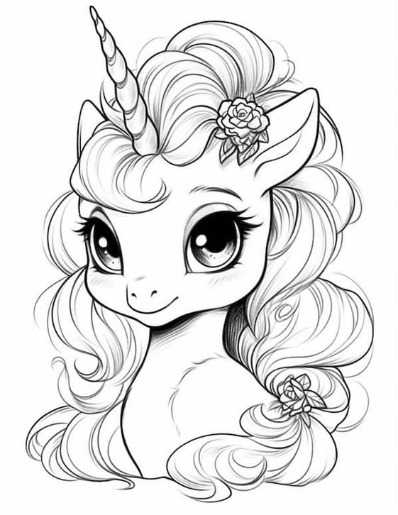 Coloring Pages For    Magical Unicorn Coloring Pages For Kids And
