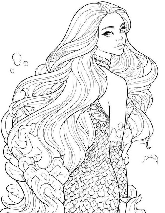 Coloring Pages For    Mermaid Coloring Pages For Kids And