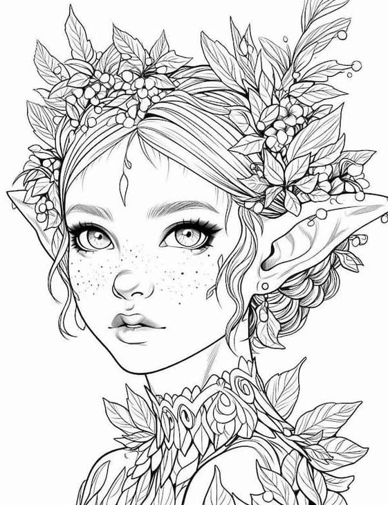 Coloring Pages For    Stunning Elf Coloring Pages For Kids And