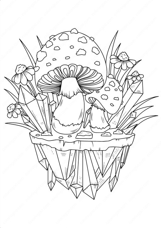 Coloring Pages For Adults With Printable Mushrooms Adult Coloring Page