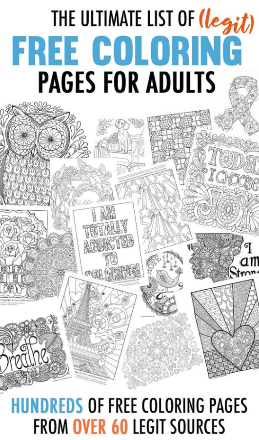 Coloring Pages For Adults With The Ultimate List of (Legit) Free Coloring Pages for Adults Hundreds of free printables from 60+ sources