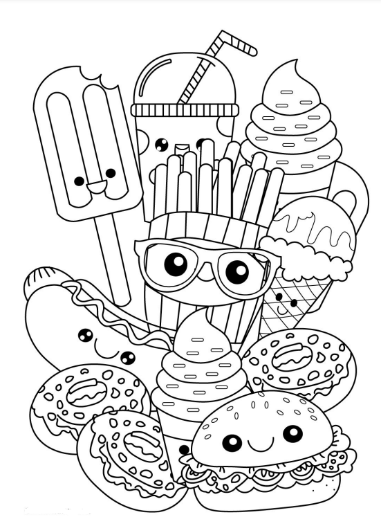 Coloring Sheets With Coloring Sheets Donuts Es Cream Hotdog And French