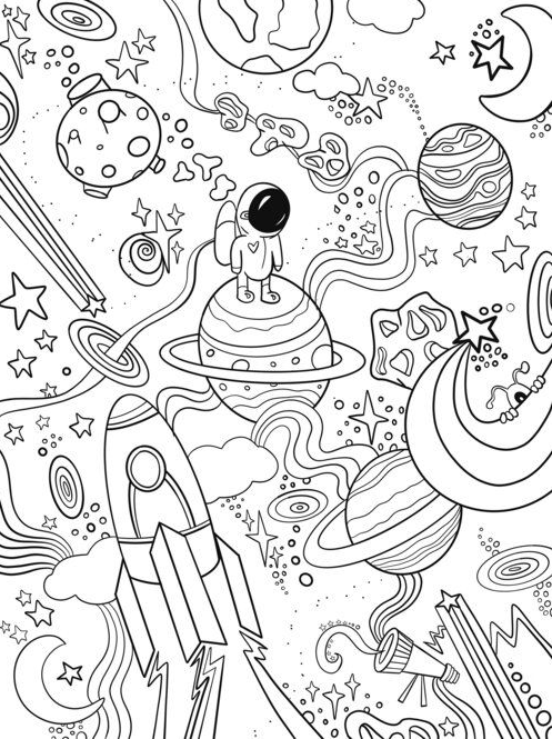 Cool Coloring  Astronot Galaxy Planet Coloring