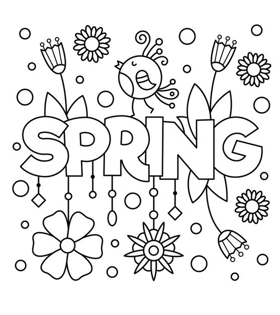 Free Coloring With Spring Coloring Page • FREE Printable eBook
