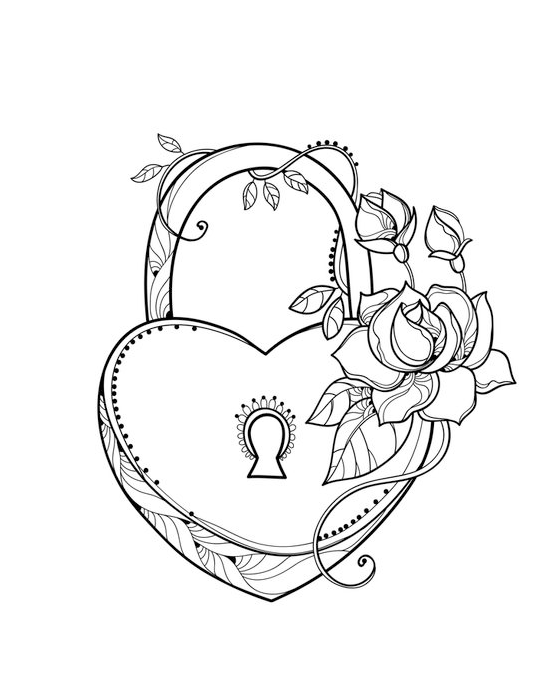 Heart Shaped Lock Coloring Page
