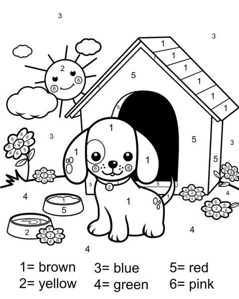 Kids Coloring With Color by number coloring page free printable