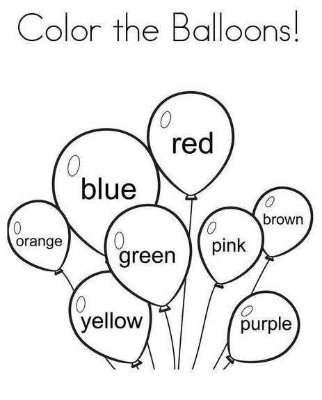 Preschool Printables With Color the Balloons Coloring Page