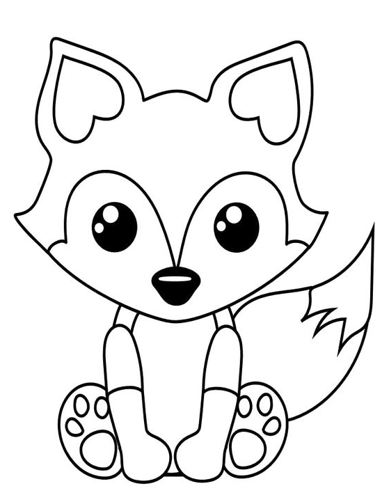 Animal Coloring Pages Free Printable Baby Fox Coloring Page