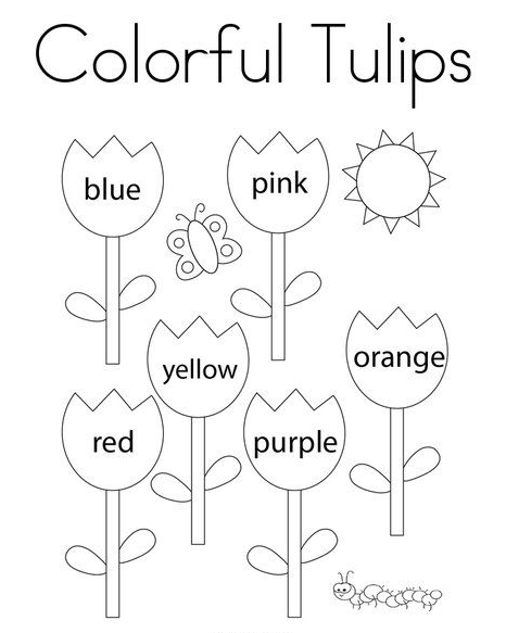 Coloring Sheets For Kids With Colorful Tulips Coloring