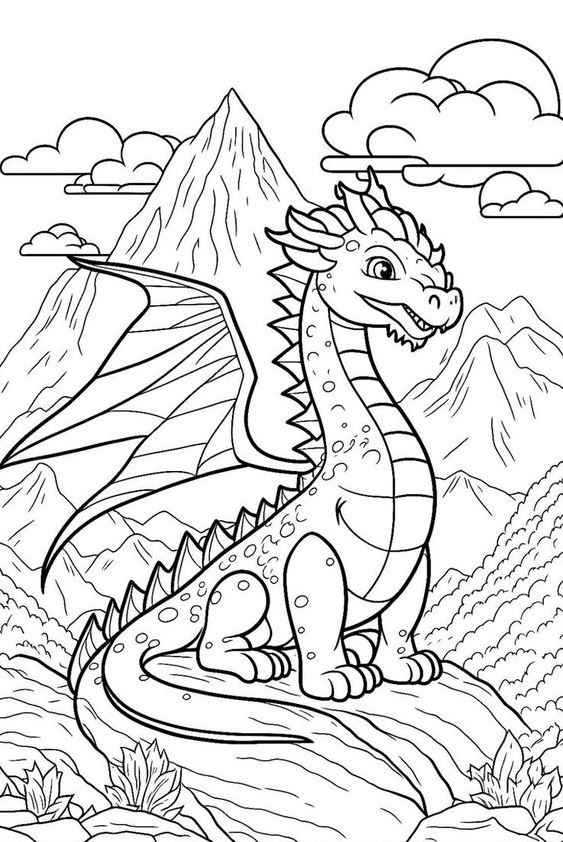 Dragon Coloring Page   Cute Dragon Coloring