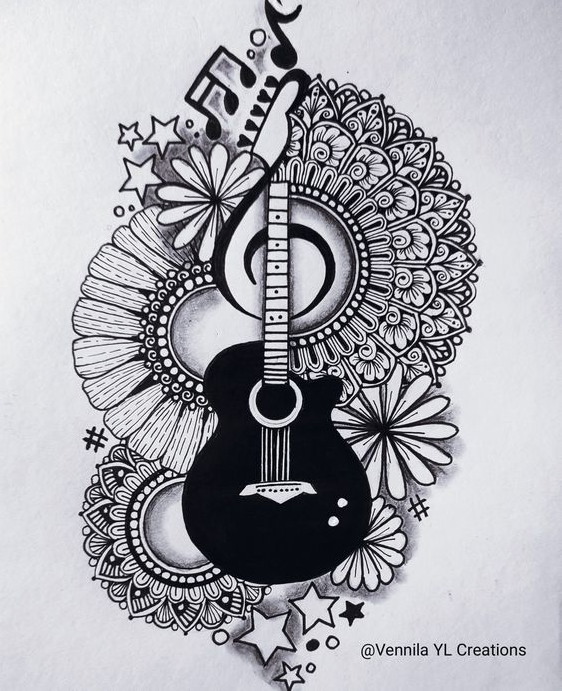Guitar mandala art mandala drawing guitar drawing