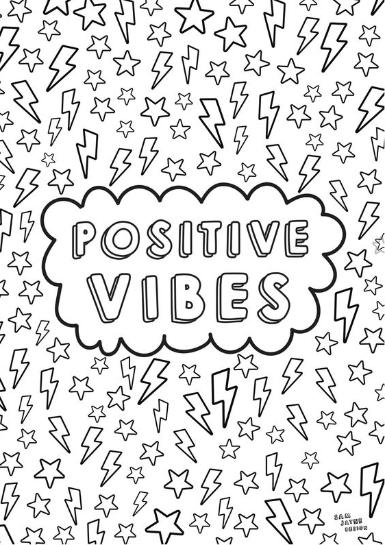 Quote Coloring Pages Positive Vibes Colouring Page