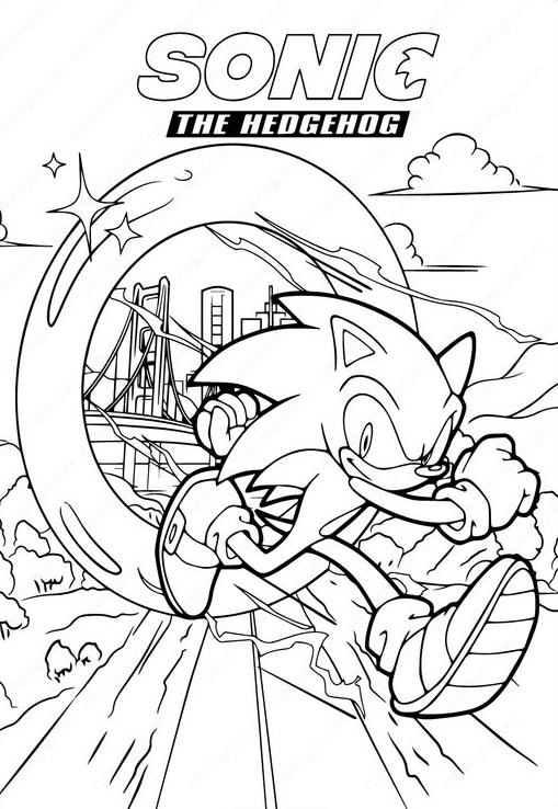 Sonic Coloring Pages Free Printable Sonic the Hedgehog Drawing Page