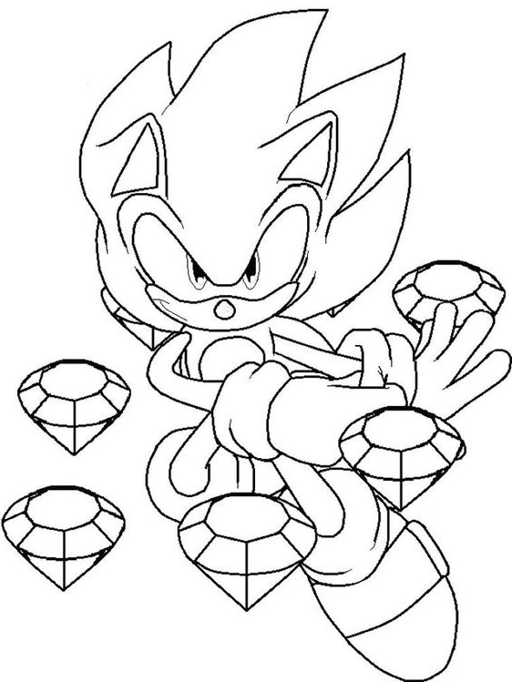Sonic Coloring Pages Sonic With Diamonds Coloring Page