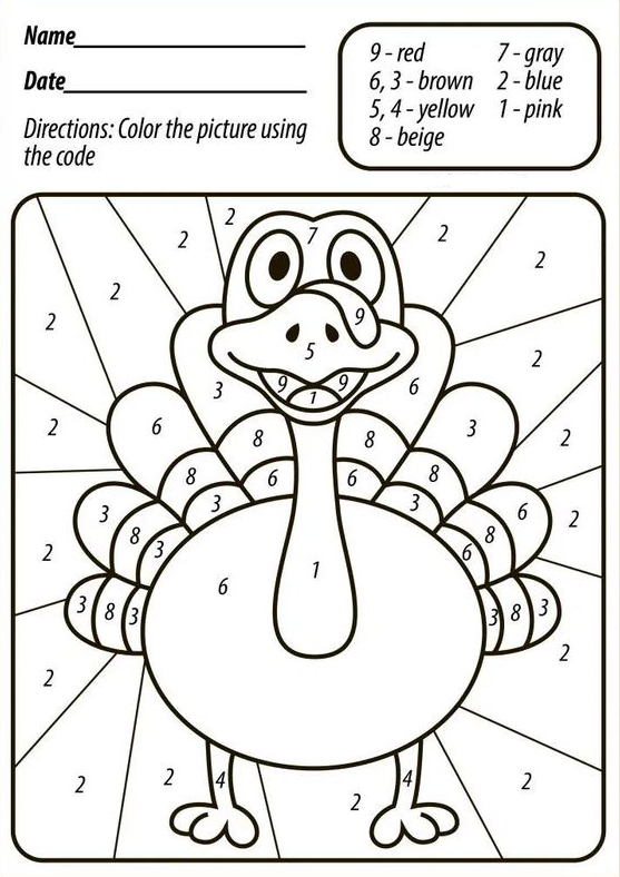 Thanksgiving Coloring Pages For Kids FREE Color By Number Thanksgiving Printables to keep your kids entertained