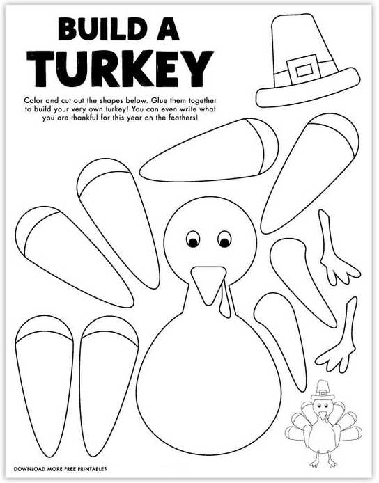 Thanksgiving Coloring Pages For Kids Free Printable Build a Turkey Coloring Page