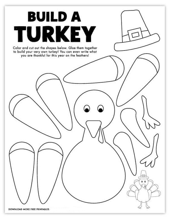 Turkey Coloring Pages Free Printable Build a Turkey Coloring Page