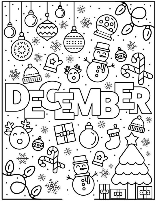 Winter Coloring Pages Free December Coloring Page