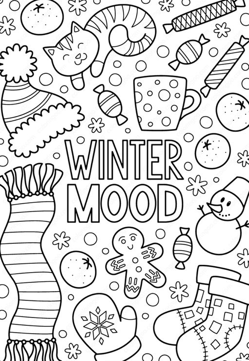 Winter Coloring S   Free Printable Winter Mood Pdf Coloring