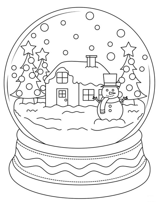 Winter Coloring Pages   Snow Globe Coloring Pages &