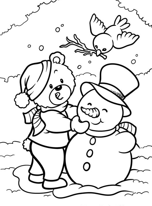 Winter Coloring Pages   Snowman Coloring Pages