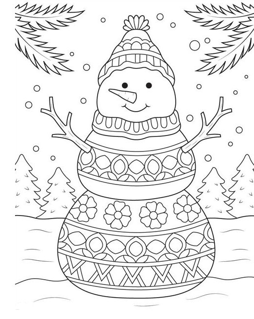 Winter Coloring  Snowman Printable Winter Coloring