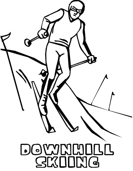 Olympic Coloring Pages - Downhill Skiing Coloring Page
