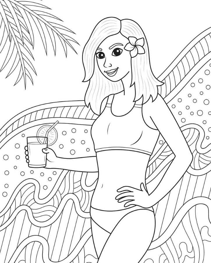Summer Adult Coloring Pages - Teen Girl Coloring Printable