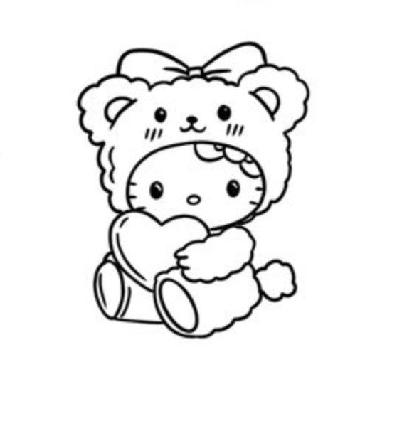 Cute Hello Kitty Coloring Pages Design