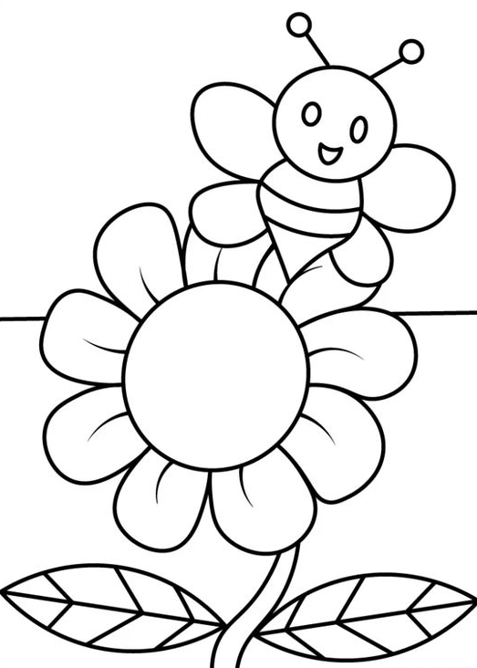 Flower Coloring Pages - Bee coloring pages