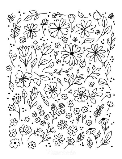 Flower Coloring Pages - Doodle art flowers