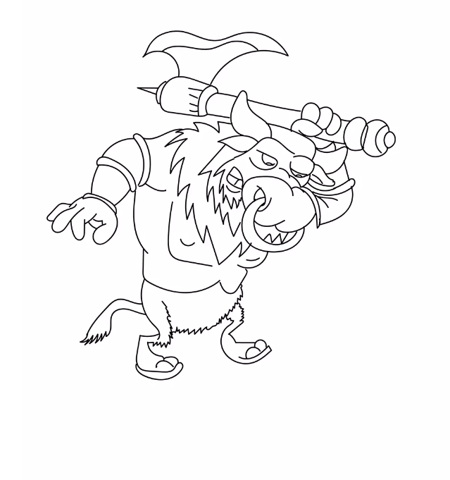 Bull Coloring Pages For Your Toddler - Minotaur Bull coloring page