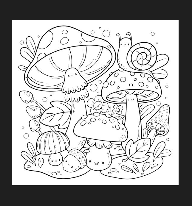 Coloring Book Art - Hand drawn kawaii coloring book illustration