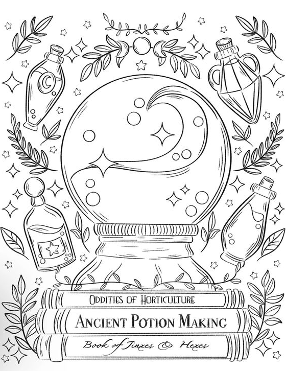 Cute Aesthetic Coloring Pages   Coloring Pages Crystal Coloring Page Witch Coloring Online In