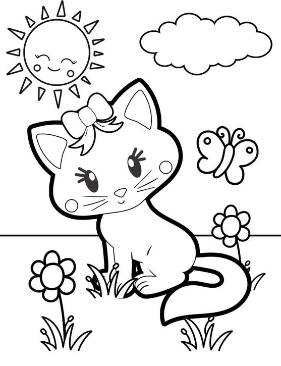 Free Coloring Pages - Free coloring pages for kids Cute Cat Coloring Page