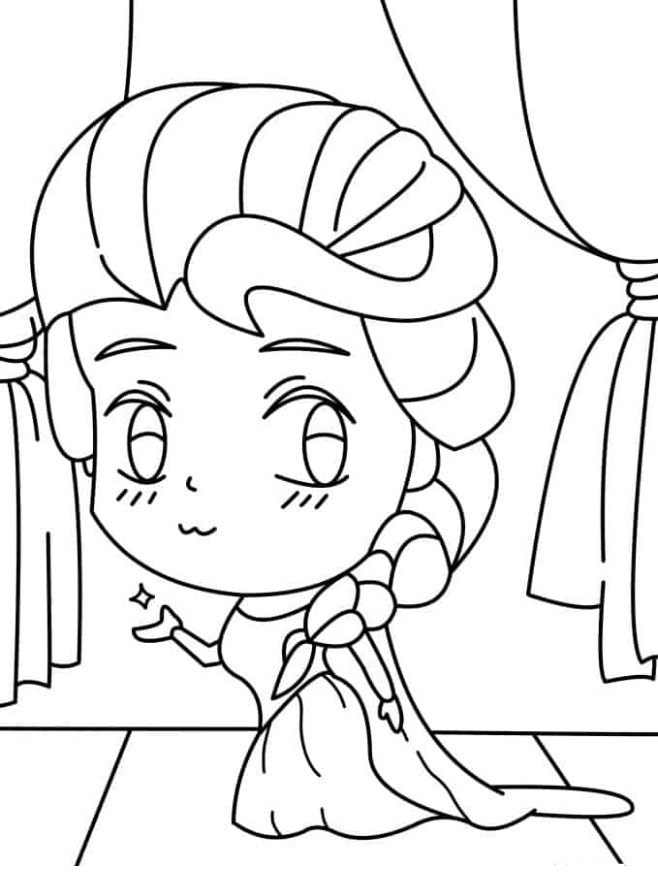 Elsa Coloring Pages   Cartoon Elsa Coloring Page For